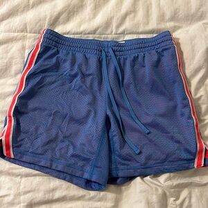 Danskin Now Athletic Shorts Size‎ Small (4-6) S Drawstring, Blue with Neon under